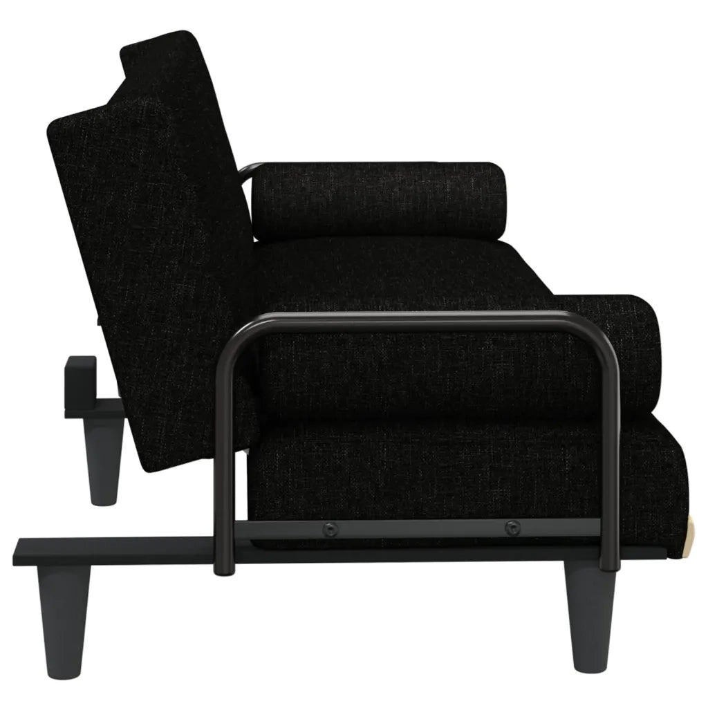 Divano Letto con Braccioli Nero in Tessuto 351933