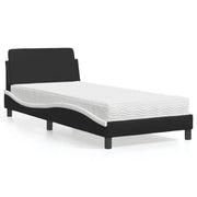 Letto con Materasso Dover Nero e Bianco 80x200 cm in Similpelle