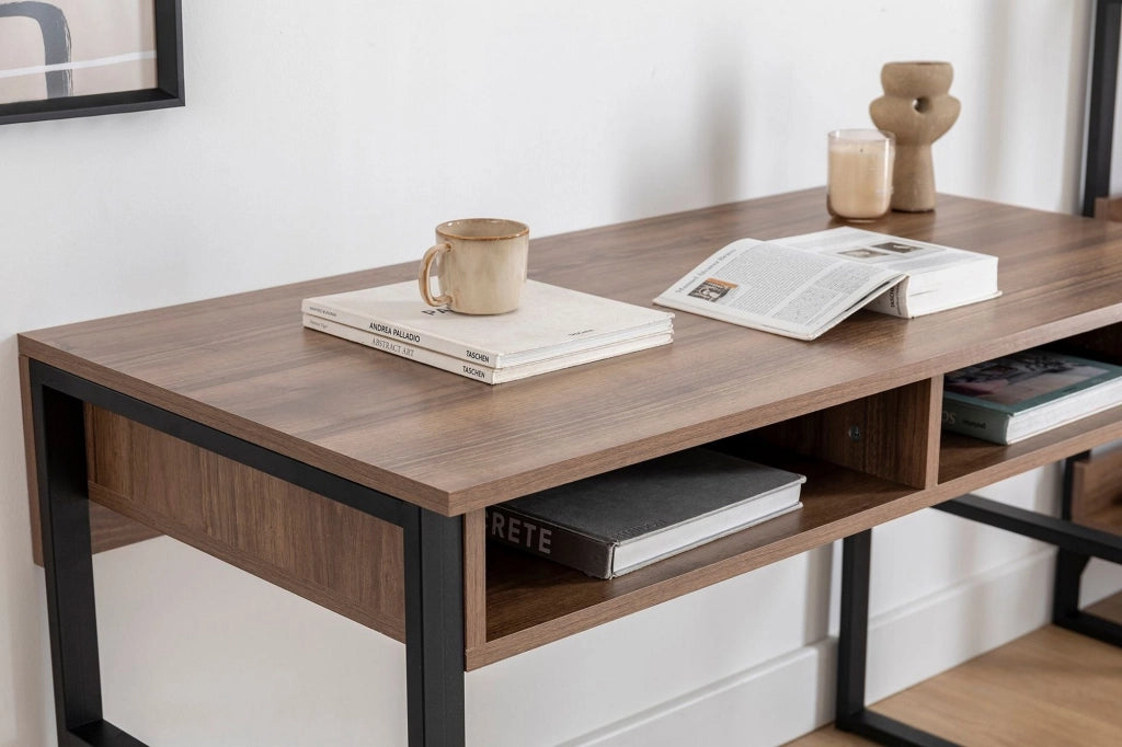 Samo, Scrivania 3 Ripiani, 120x60x75h cm Marrone Noce