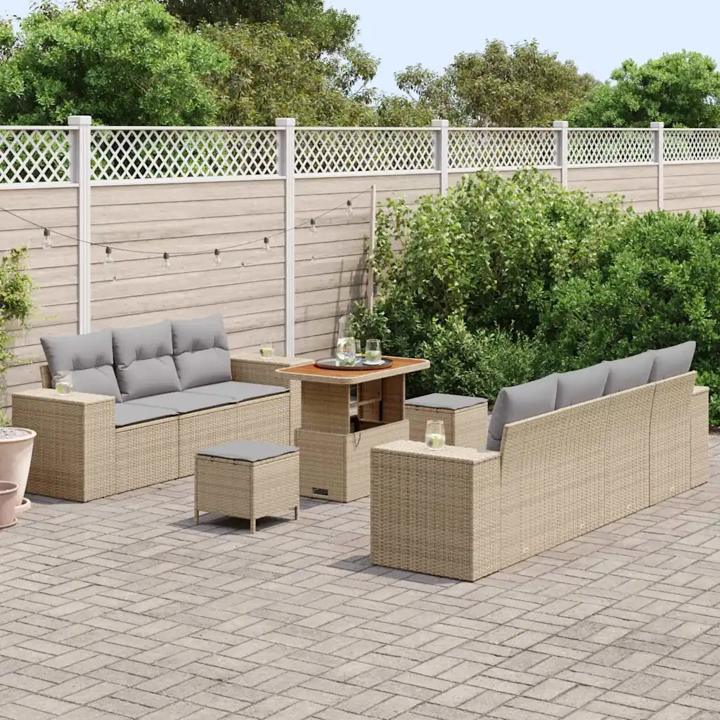 Set Divano da Giardino 10 pcs Beige polyrattan 3361972