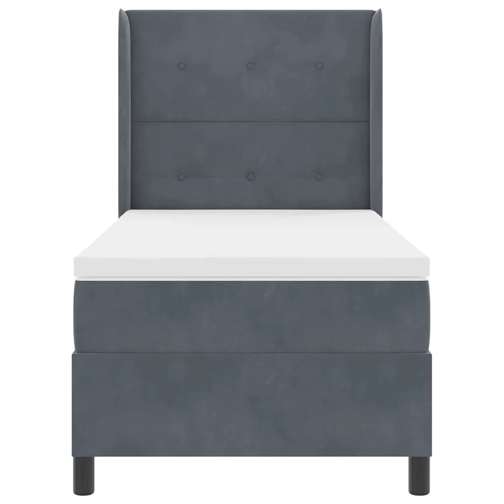 Letto a molle con materasso Grigio scuro 100 x 200 cm Velluto