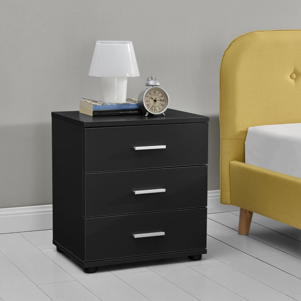 Comodino con 3 Cassetti 45 x 34 x 50 cm - Nero [en.casa]