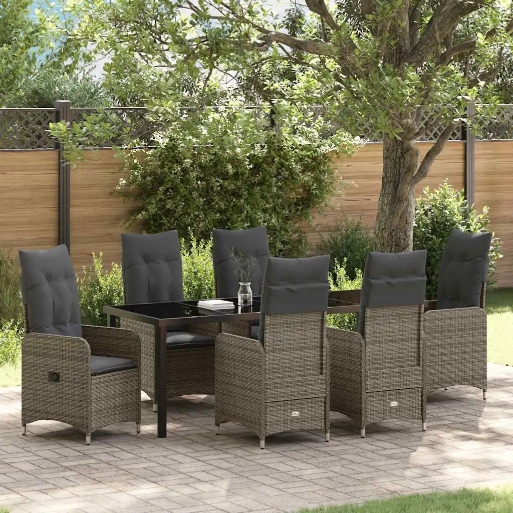 Set da Pranzo per Giardino con cuscino 7 pcs Grigio polyrattan 3379651