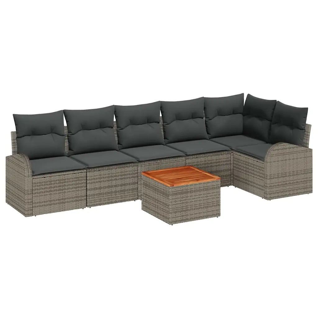Set Divano da Giardino con cuscino 7 pcs Grigio polyrattan 3347587
