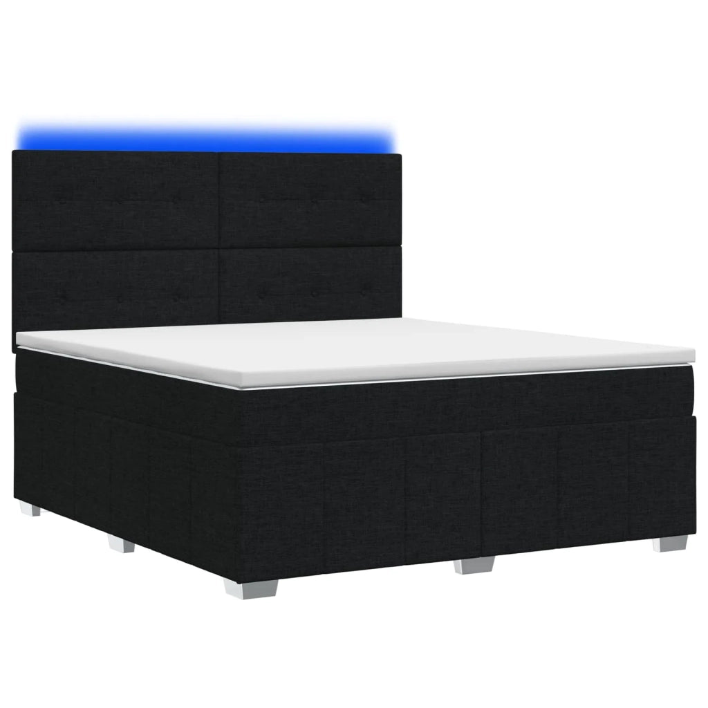 Letto Box Spring LED con Materasso Nero 180 x 200 cm Tessuto 3455663