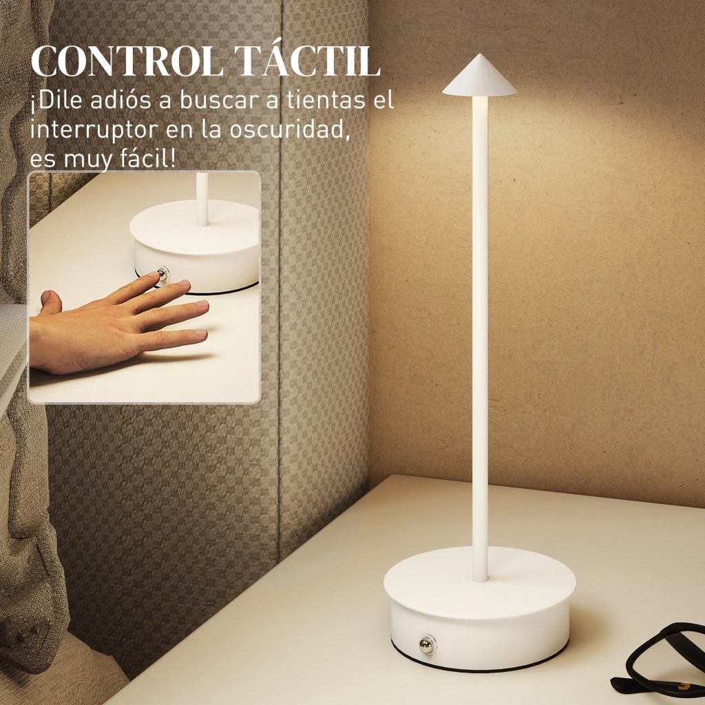 Lampada da Tavolo LED Ricaricabile USB Touch Dimmable 2 Pezzi ¨C Minimal ¨C ?10x30 cm Bianco