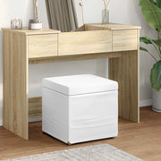 Pouf Bianco Pelle Sintetica e Legno Ingegnerizzato 876757