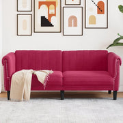 Divano a 2 Posti-Sofa 2 Posti Rosso Vino in Velluto