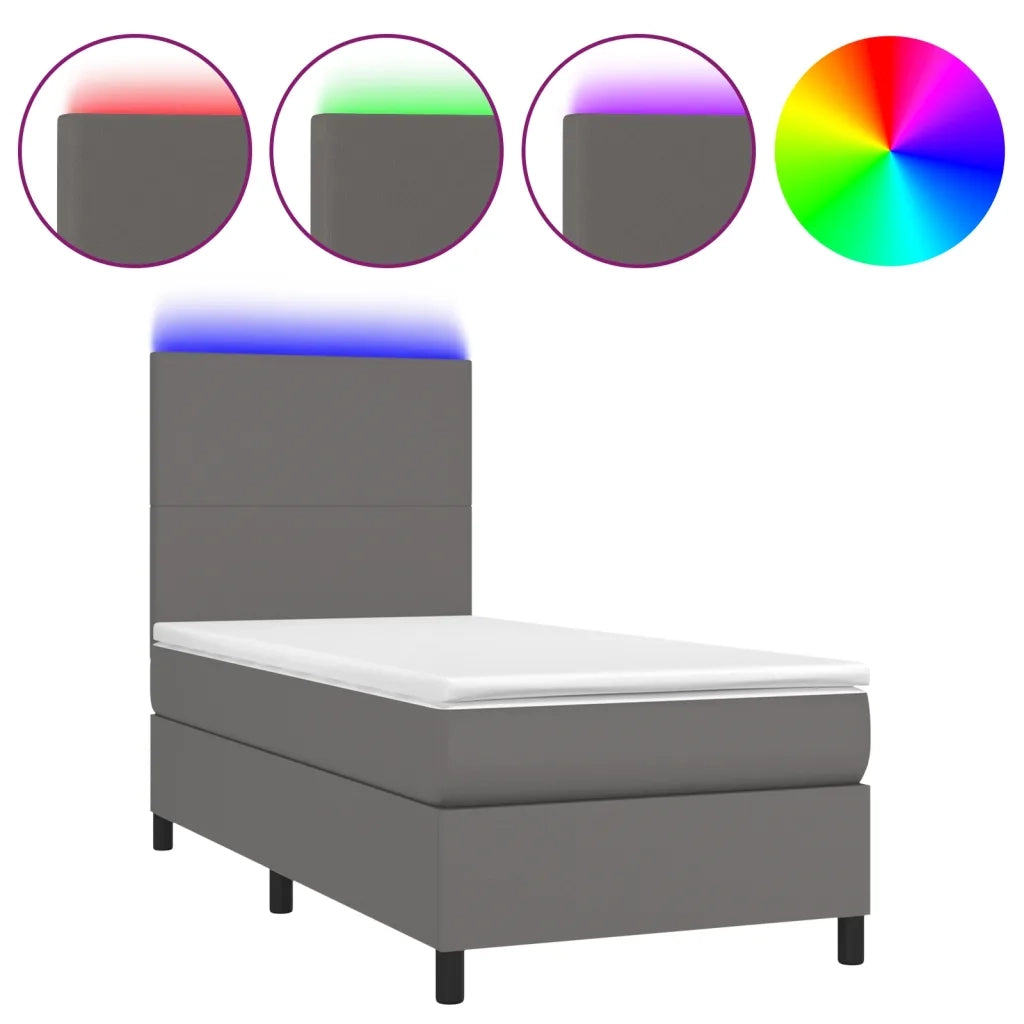 Giroletto Molle con Materasso e LED Grigio 80x200cm Similpelle 3135793