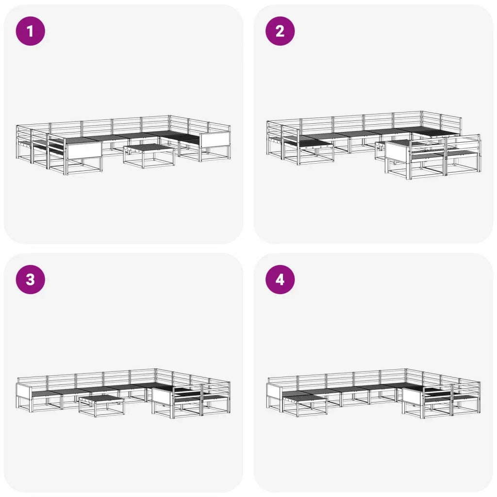 Set di divani da esterno 10 pcs Naturale