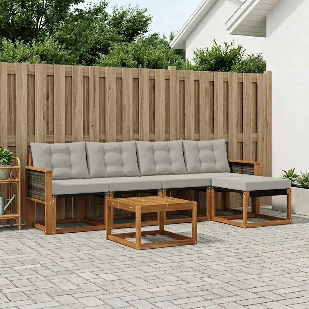 Set di divani da esterno 6 pcs Naturale e Grigio Chiaro 3381899