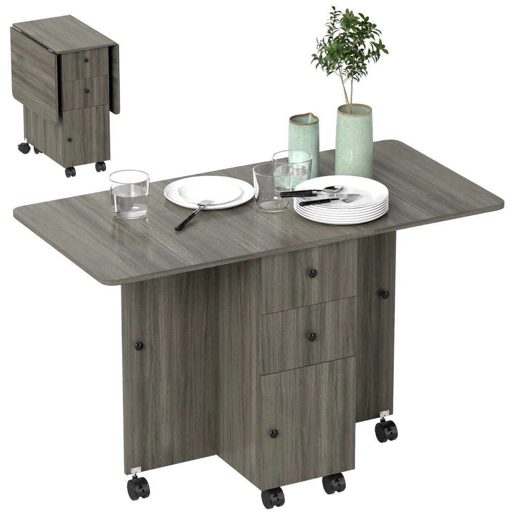 Tavolo da pranzo pieghevole con 2 cassetti e ripiano ¨C Minimal ¨C grigio