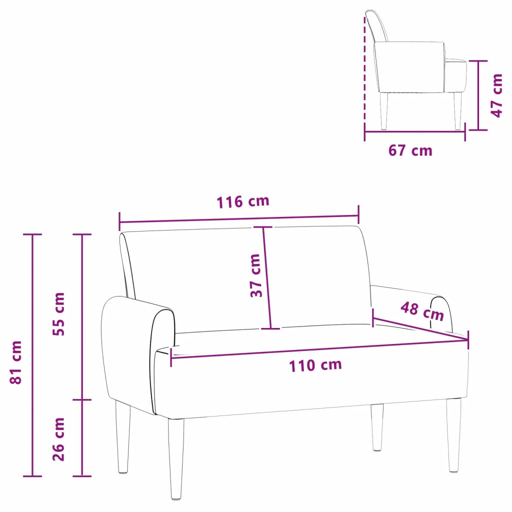 Loveseat con bottoni imbottiti Grigio Chiaro 116 x 67 x 81 cm 42041788