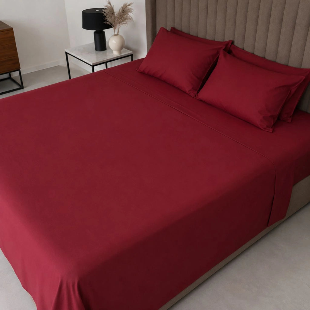 Sarenina, set Completo Letto Piazza e Mezza in Policotone, Rosso
