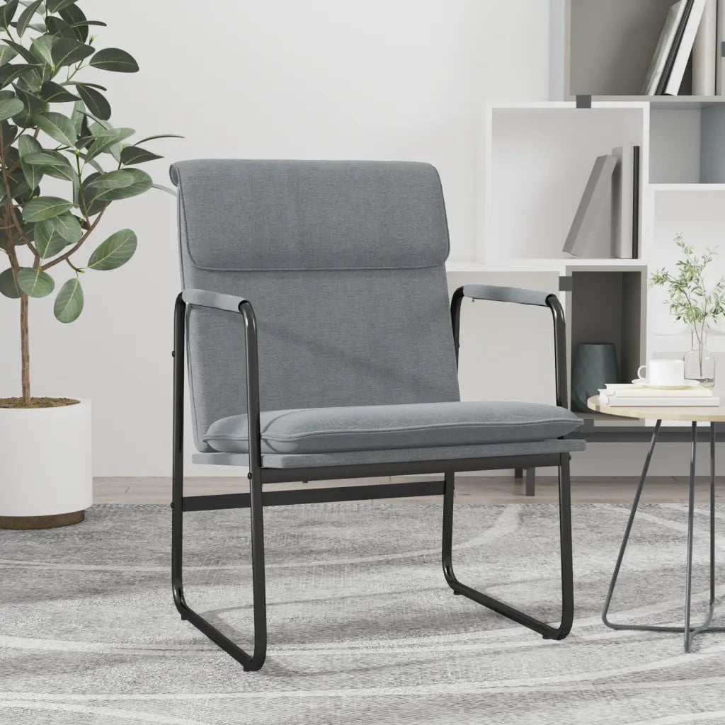 Poltrona | Sedia Lounge Grigio Chiaro 55x64x80 cm in Tessuto