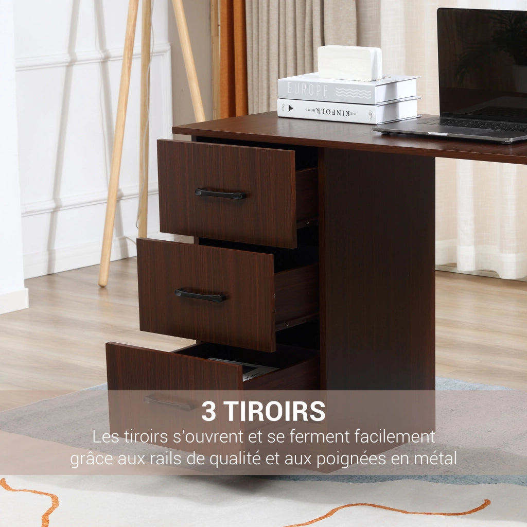 Scrivania computer con 3 cassetti e ripiani ¨C Minimal ¨C Nocce 120x49x72 cm