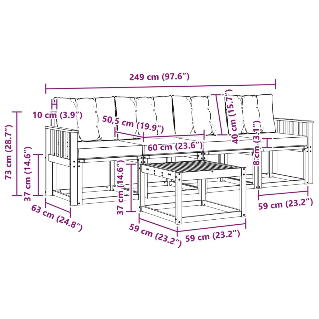 Set di divani da esterno 5 pz 3389185