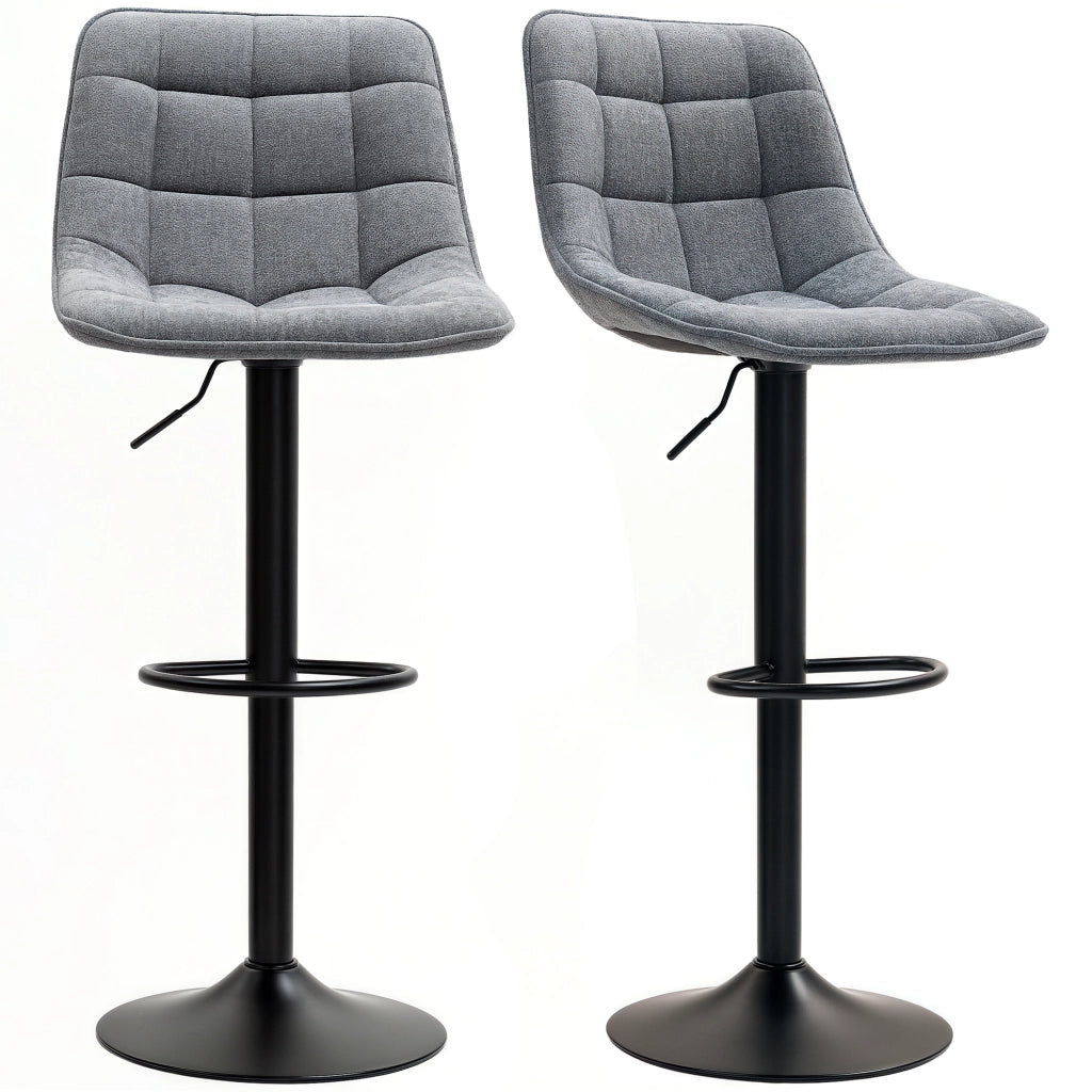Set 2 Sedie da Bar Girevoli con Schienale ¨C Minimal ¨C Altezza Regolabile Imbottite Grigio Scuro