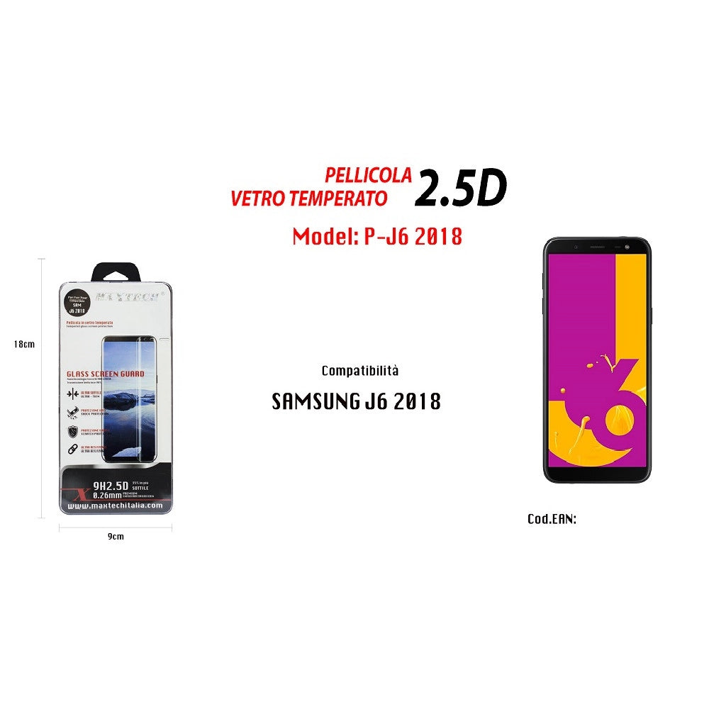 Trade Shop - Pellicola Vetro Temperato Per Samsung J6 2018 Protezione Display Maxtech P-j6 2018 -