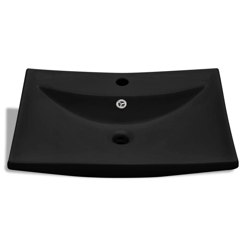 Lavabo rettangolare di lusso in ceramica nera con troppopieno e foro di scarico 60 x 44 cm ceramica nera 02_0002489
