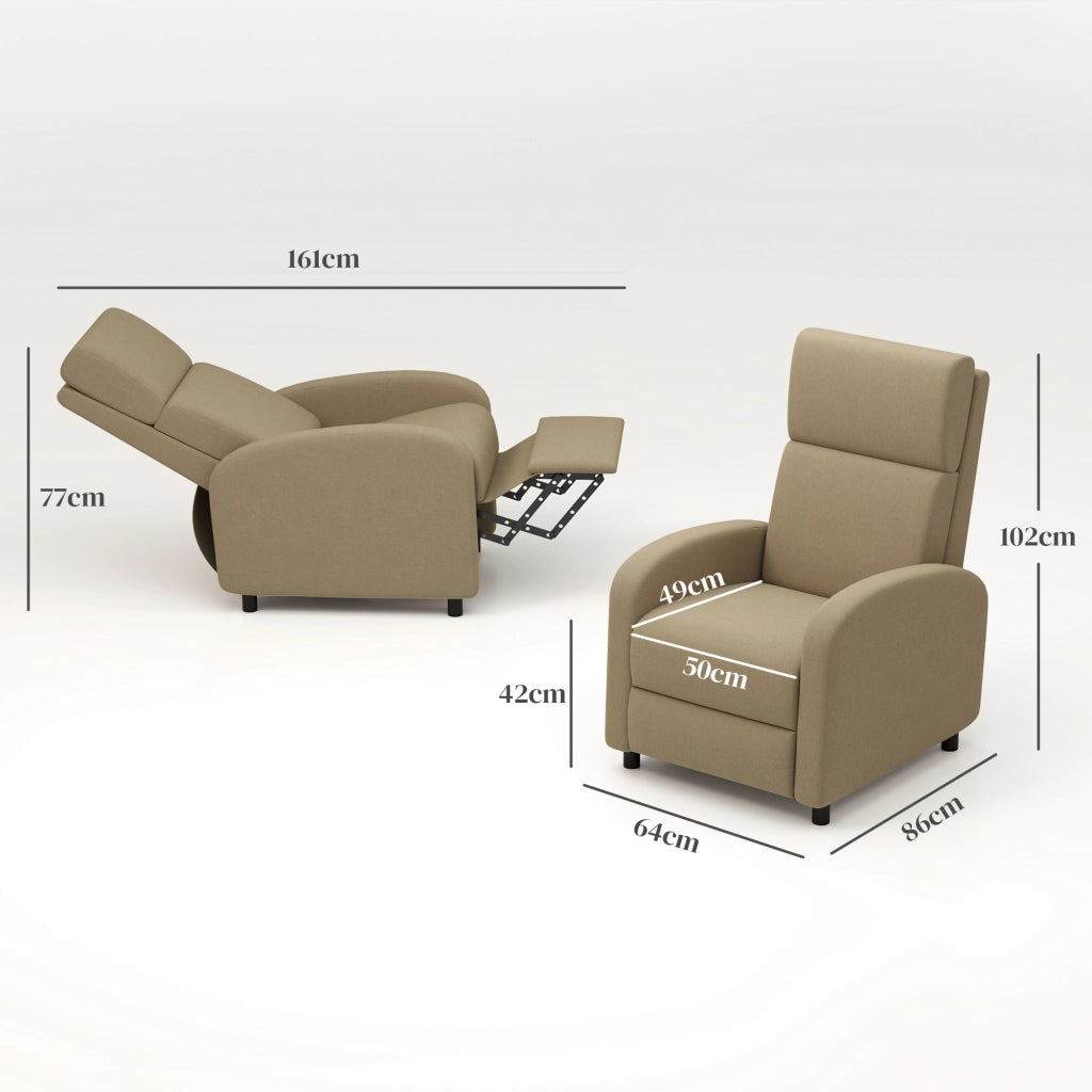 Poltrona Relax Reclinabile con Poggiapiedi ¨C Xylo ¨C Tessuto Beige