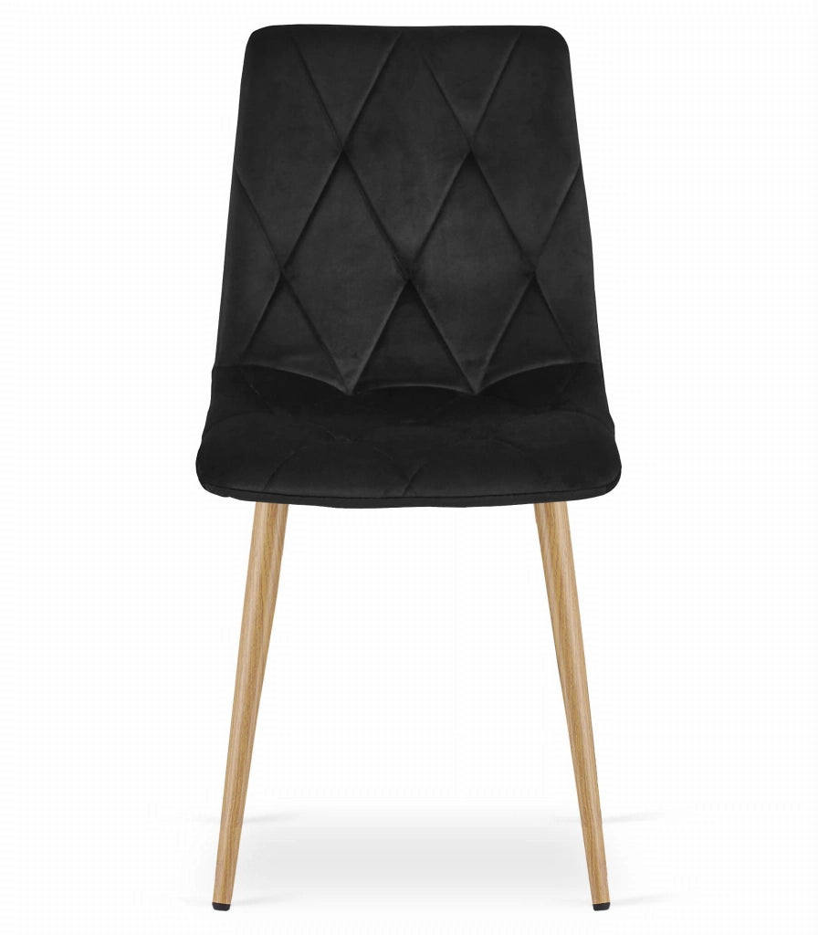 Sedia Valora TYRA in velluto nero con gambe color legno x4