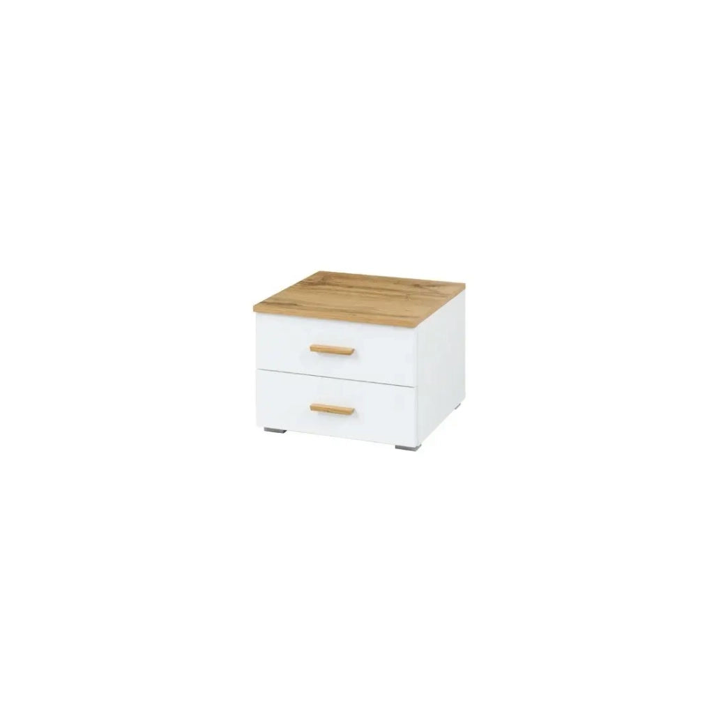 Pack letto 160x200 con LED + 2 comodini WOOD colore bianco e rovere