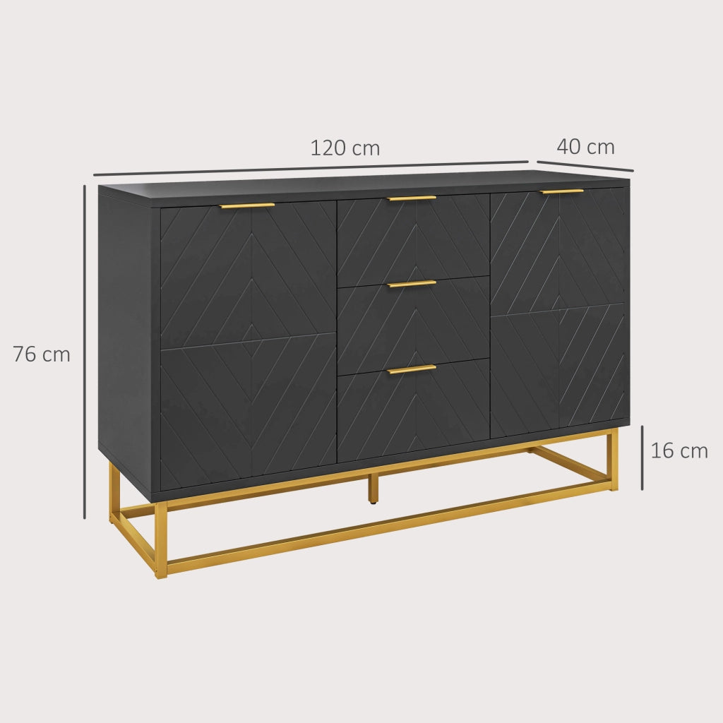 Buffet design moderno ¨C Minimal ¨C nero, legno, metallo dorato