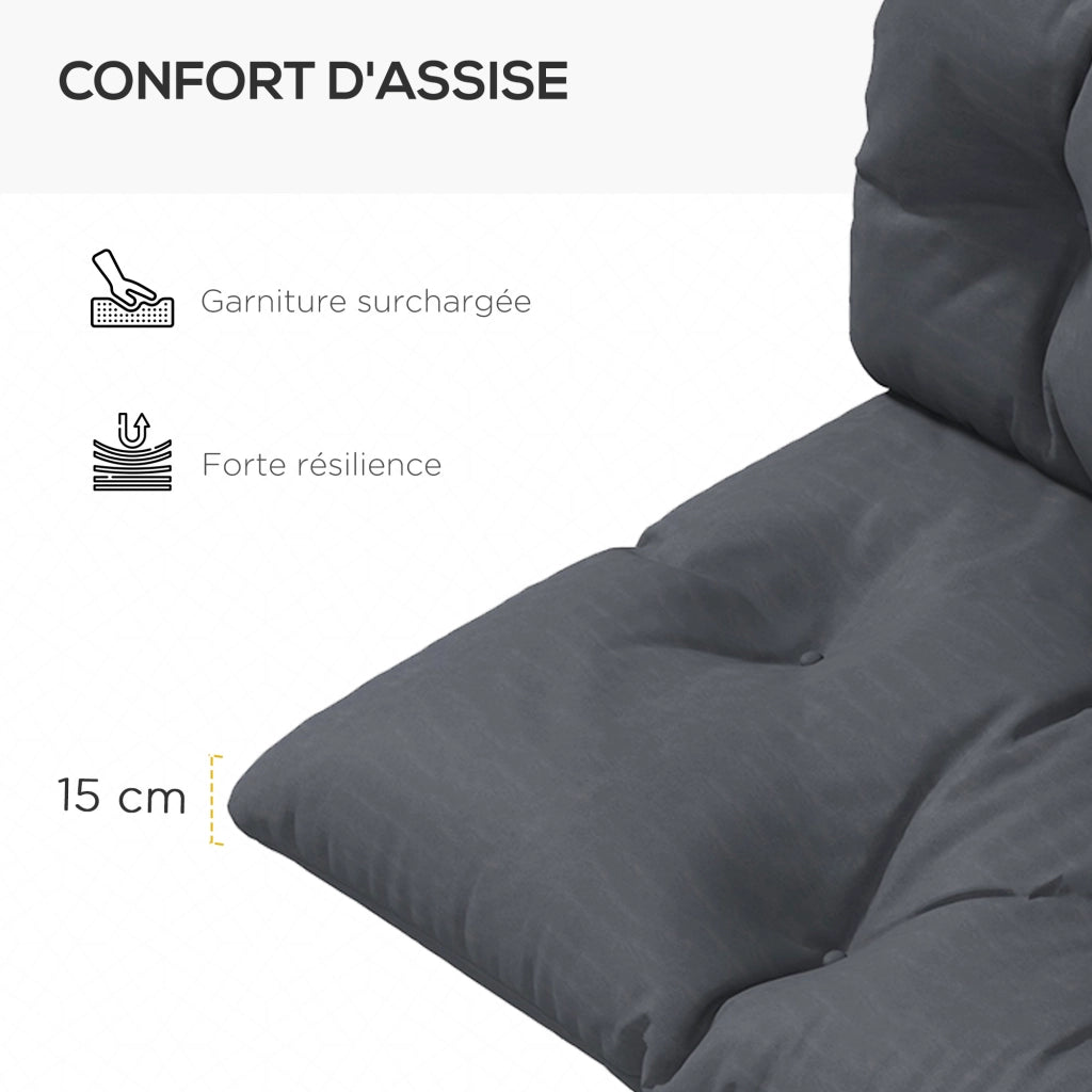 Set cuscini esterno banco ¨C zephmum ¨C grigio idrorepellente 2 pezzi
