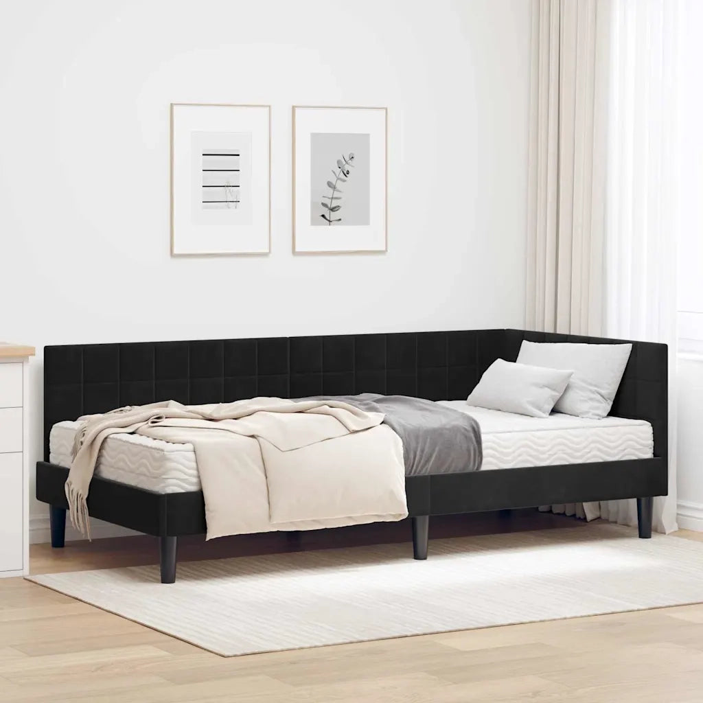 Struttura Letto Angolare con Materasso 2 pcs Nero Velluto