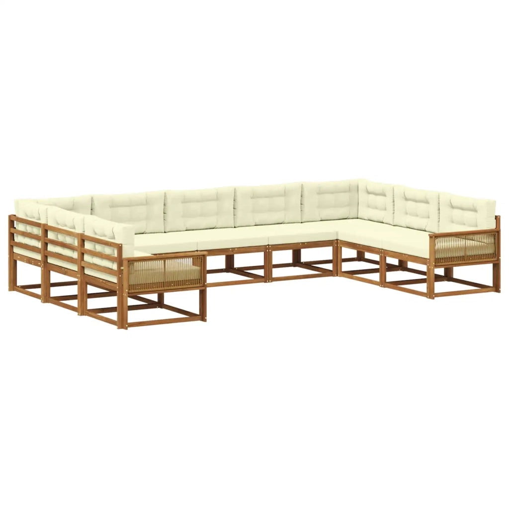 Set di divani da esterno con cuscino 9 pcs Naturale e Crema 3382888