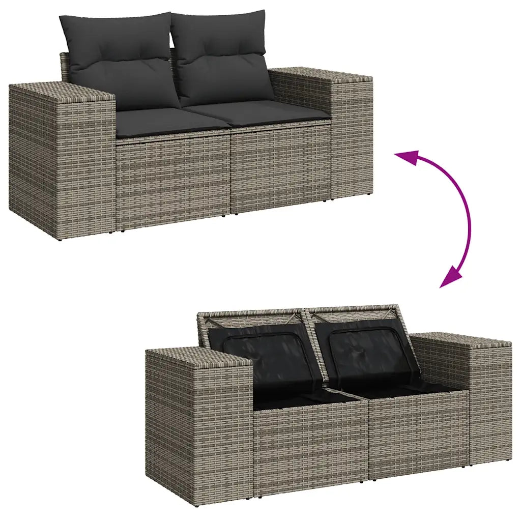 Set Divano da Giardino 6 pz con Cuscini Grigio in Polyrattan 3325686