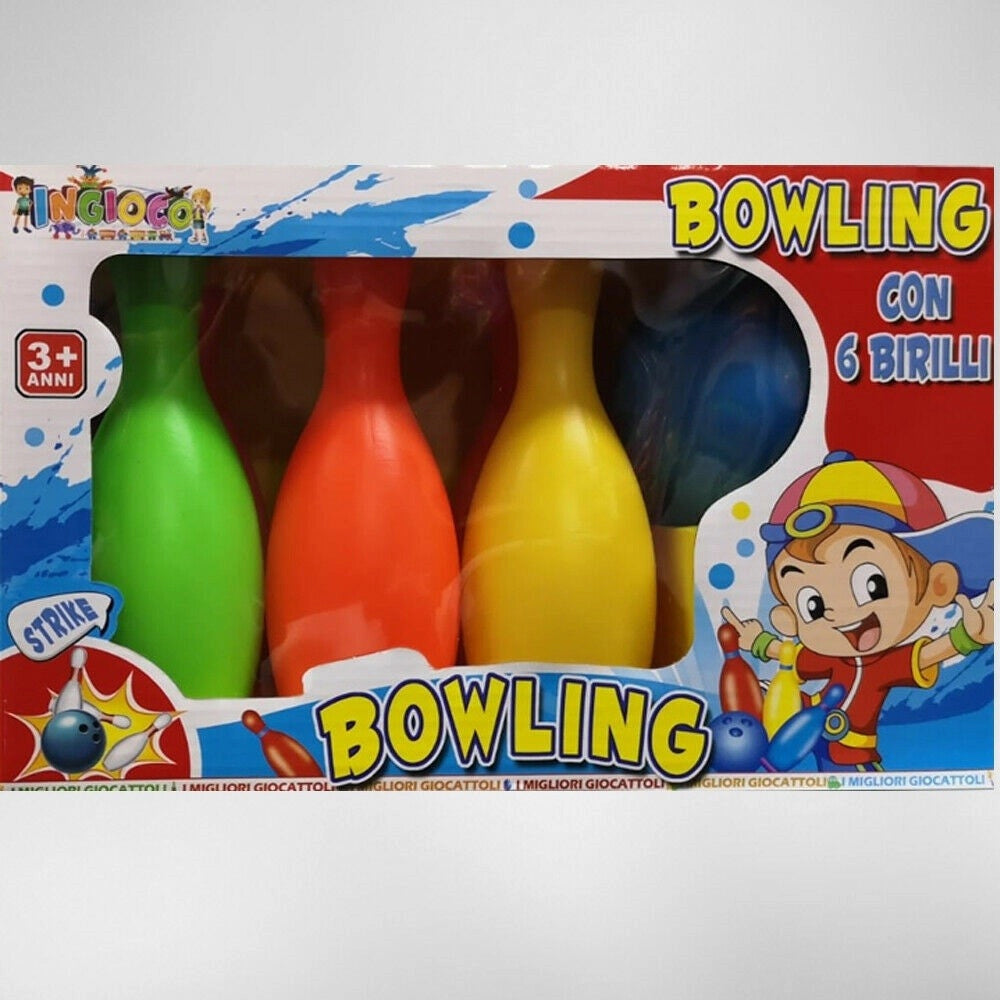Trade Shop - Set Da Bowling Per Bambini Con 6 Birilli Regalo Di Natale Giocattolo Gioco -