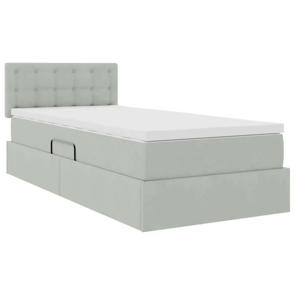 Letto con Contenitore Grigio chiaro 90 x 200 cm Velluto