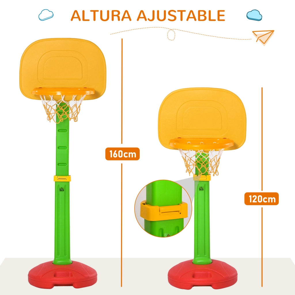 Canestro da Basket Regolabile per Bambini ¨C Minimal ¨C 52.5x44x120-160 cm Multicolore