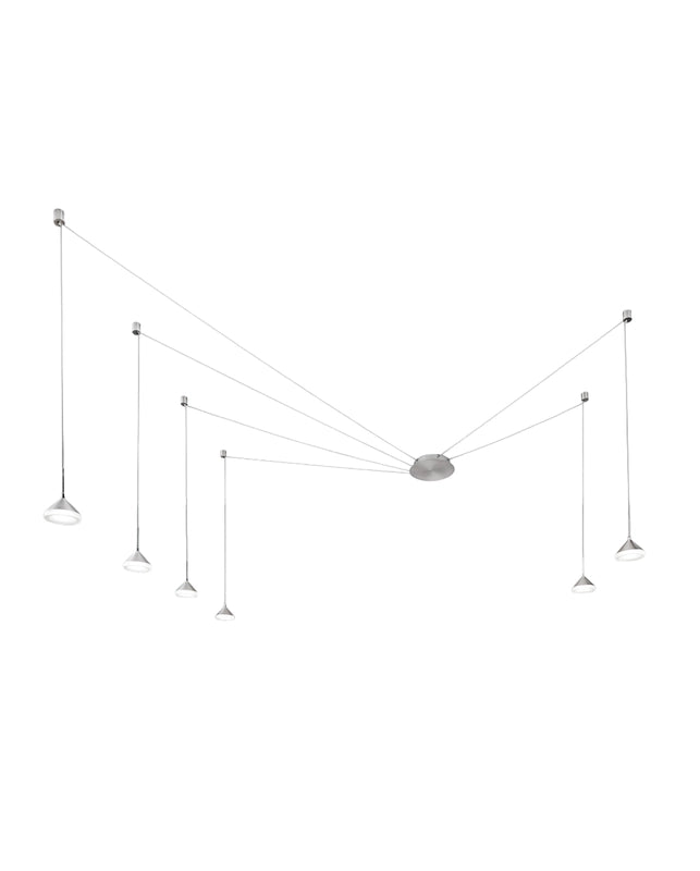 Lampada a Sospensione LED Isabella 48W 3000K Dimmerabile Ø350 cm Alluminio satinato - Lampadario in Metallo variaforma