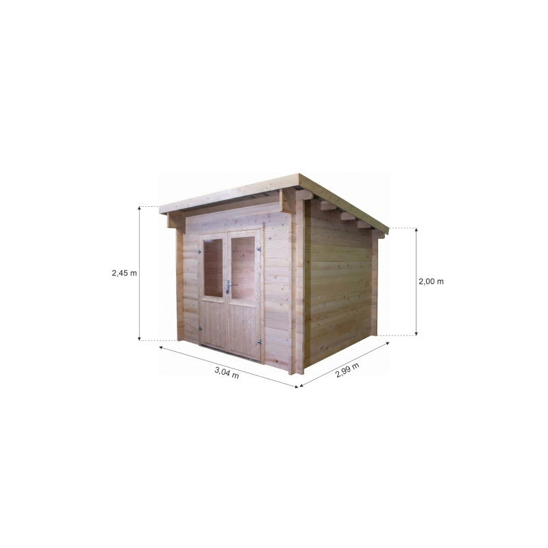 Casetta da giardino in legno 274x274 cm – Abete 42 mm con tetto in acciaio – Porta vetrata doppia – FA3030.02 Foresta