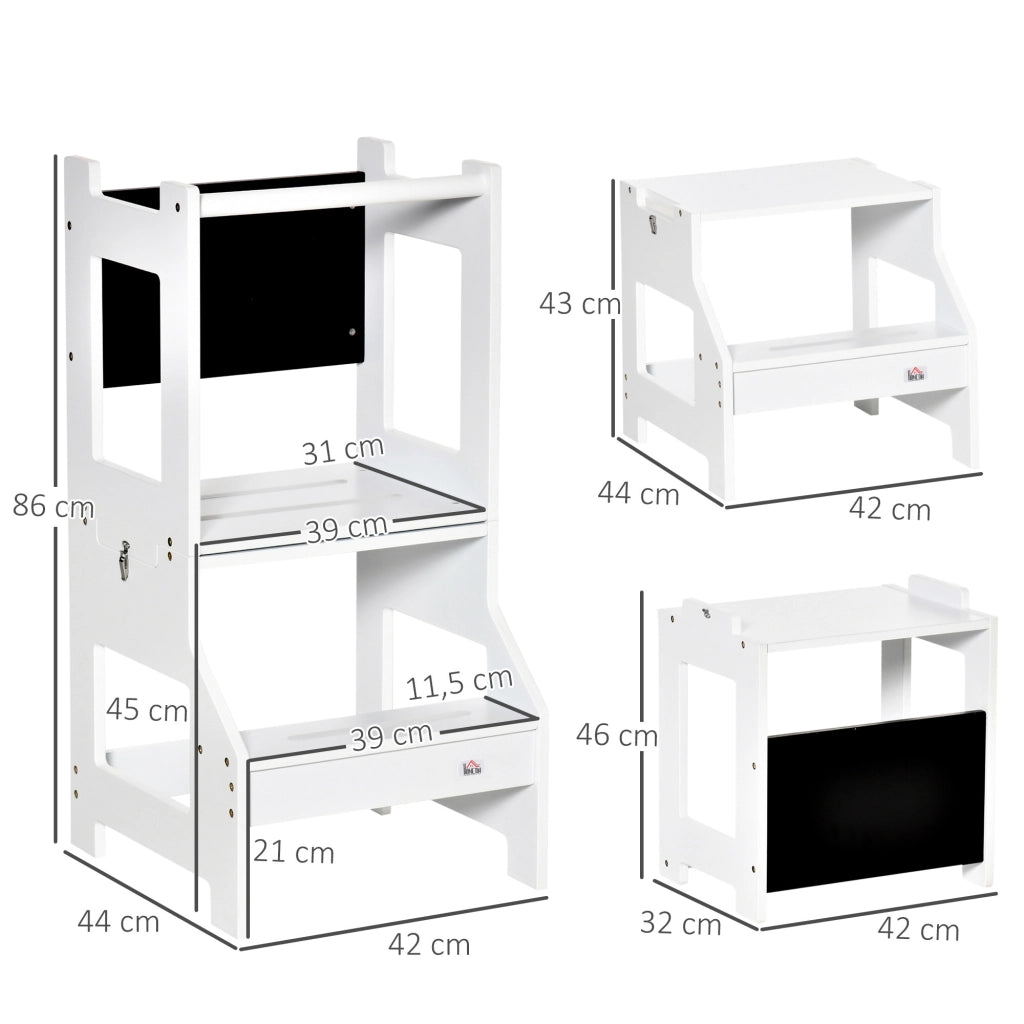 Scrivania per bambini con pannello scrivibile ¨C zephmum ¨C Bianco 42x44x86 cm
