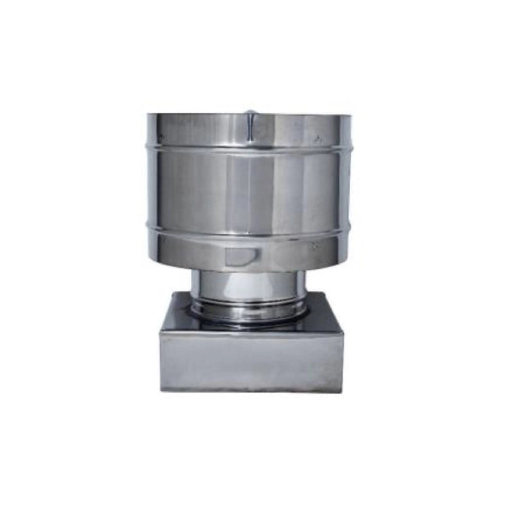 Antivento a base quadrata terminale della canna fumaria con disco antipioggia acciaio inox diverse misure 52 X 52