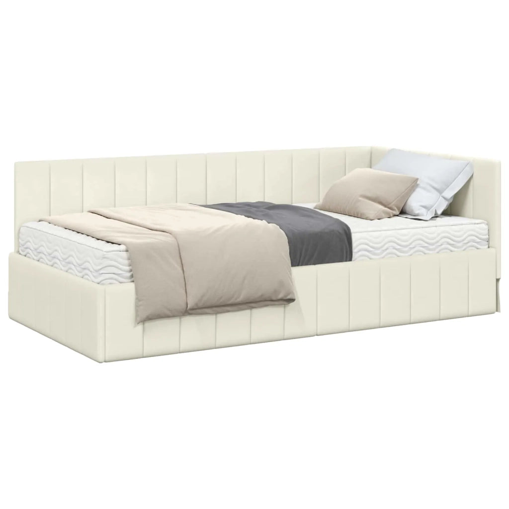 Struttura Letto Angolare con Materasso 2 pcs Crema Velluto 3393865