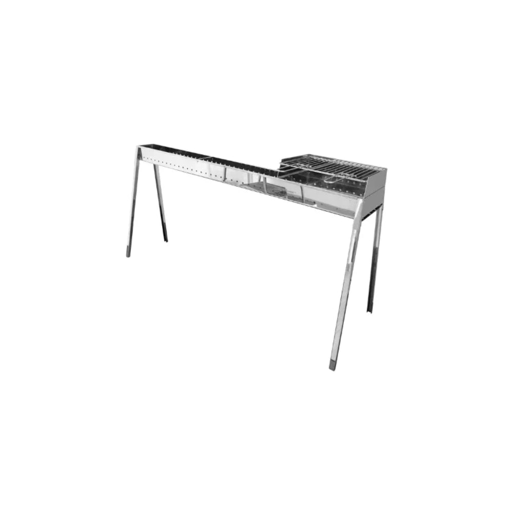 Barbecue a carbone per arrosticini Lisa Milano Grill 80+40 in acciaio inox - Con kit paratia + griglia