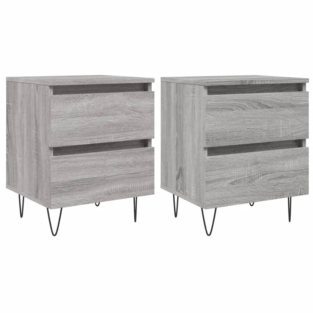 Comodini 2pz-Set di 2 Tavolino da notte Grigio Sonoma 40x35x50 cm in Legno Multistrato 362267