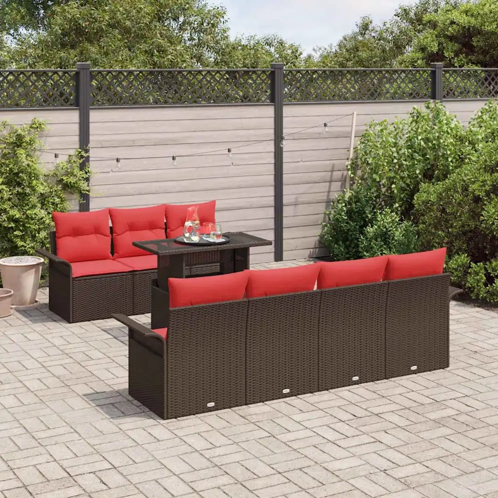 Set Divano da Giardino con cuscino 8 pcs Marrone polyrattan 3348230