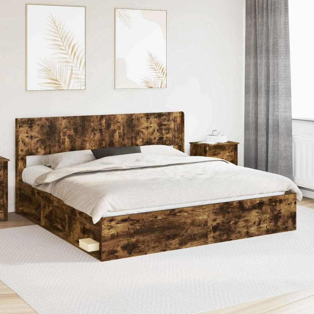 Letto da camera | Struttura del letto con stoccaggio e testata 3 pcs