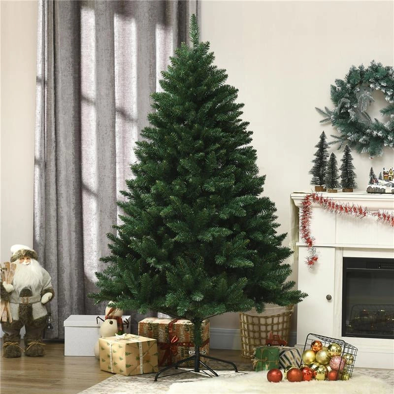 ALBERO DI NATALE ARTIFICIALE 180CM CON 800 RAMI E BASE IN METALLO, VERDE