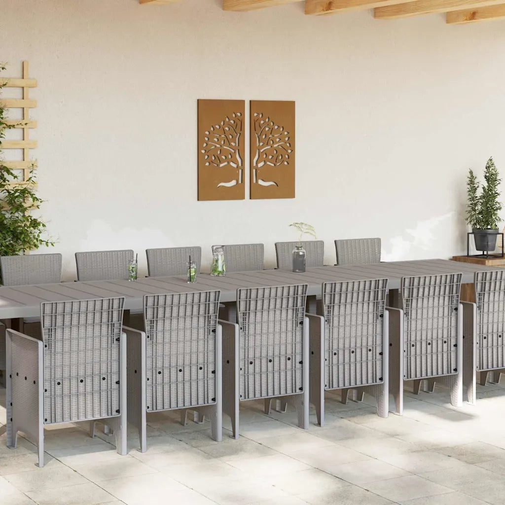 Set da pranzo da giardino con cuscini 15 pcs Grigio chiaro PP