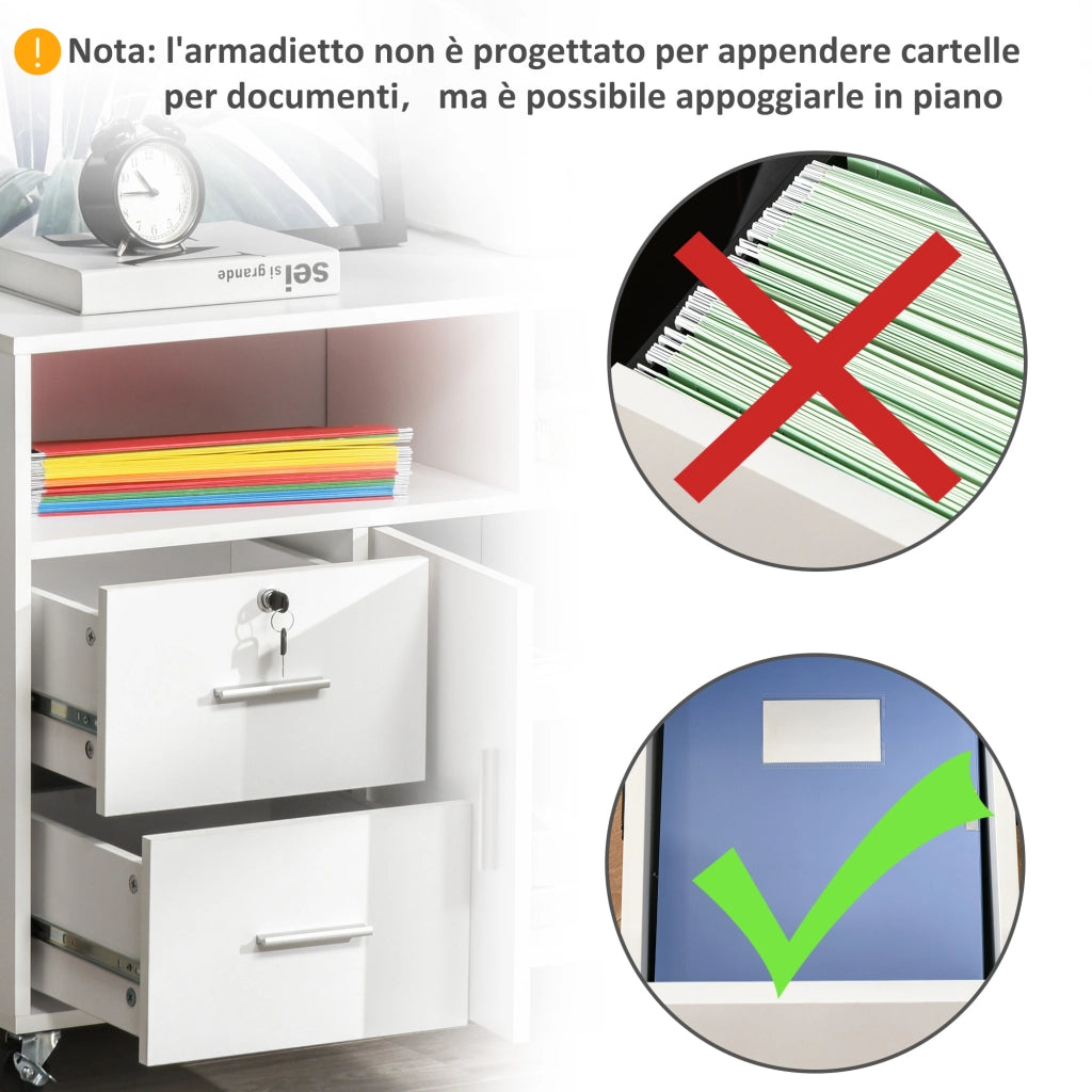 Scrivania con Cassetti e Ripiani ¨C Minimal ¨C Bianco 100x35x65 cm