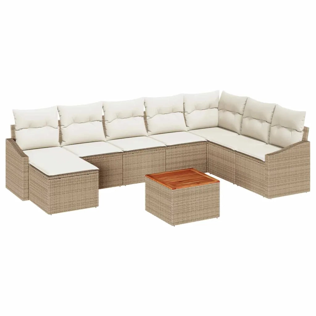 Set Divano da Giardino 9 pcs Beige e Crema polyrattan 3356538