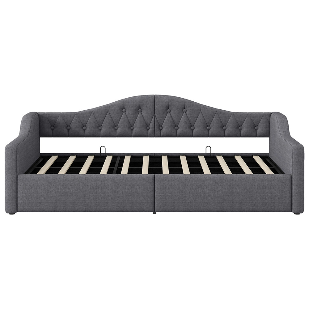 Letto imbottito - Xylo - 90x200cm LED con contenitore, grigio