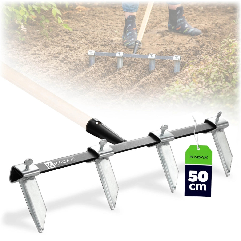 Marcatore da giardino KADAX per semina, file e aiuole, a 4 denti, 50 cm